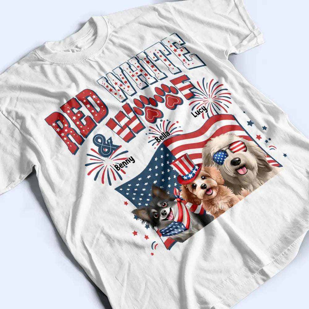 Stars And Stripes Red White & Woof - Personalized T Shirt T-shirt HeartfulPaws