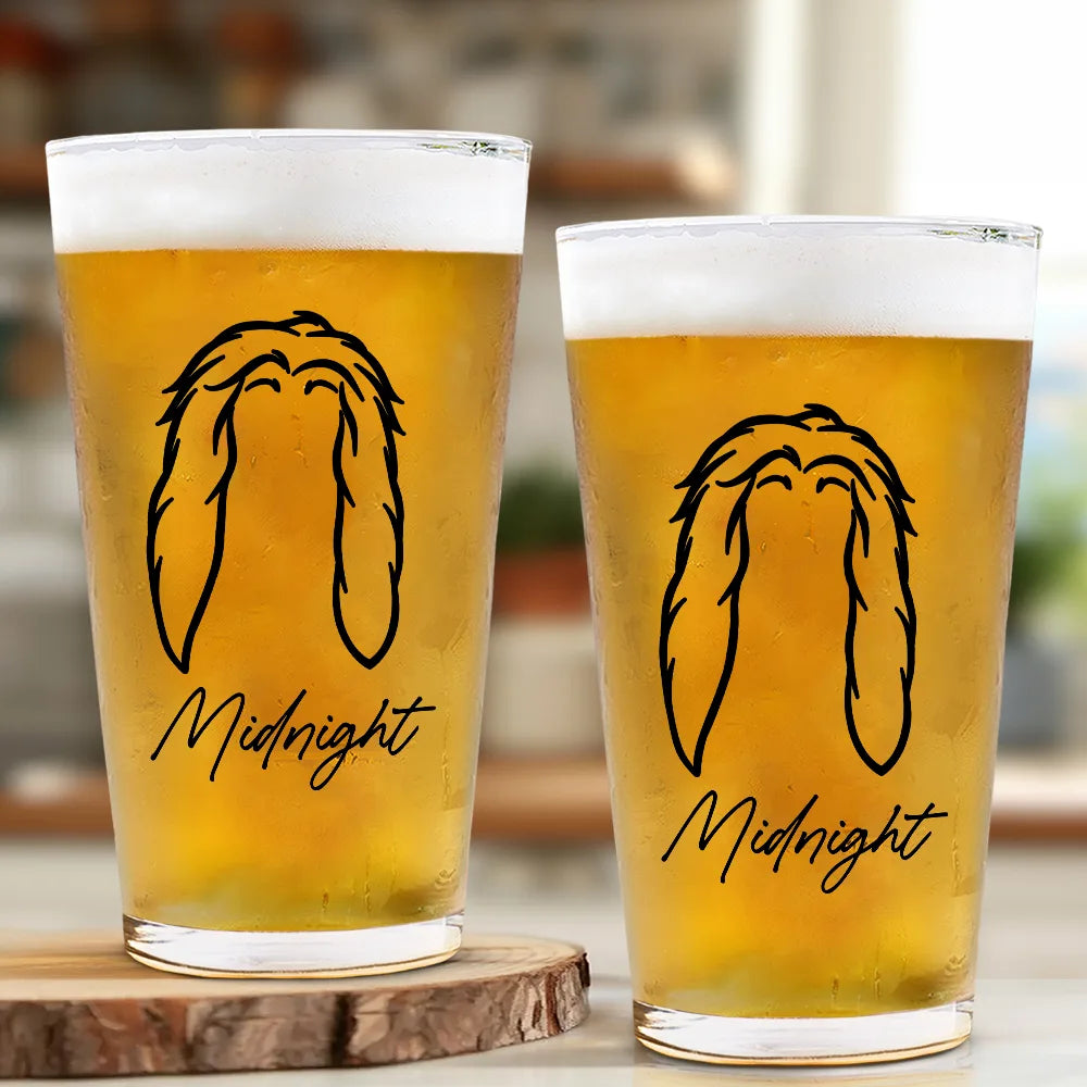 Dog Cat Sketch - Personalized Beer Glass Beer Glass HeartfulPaws