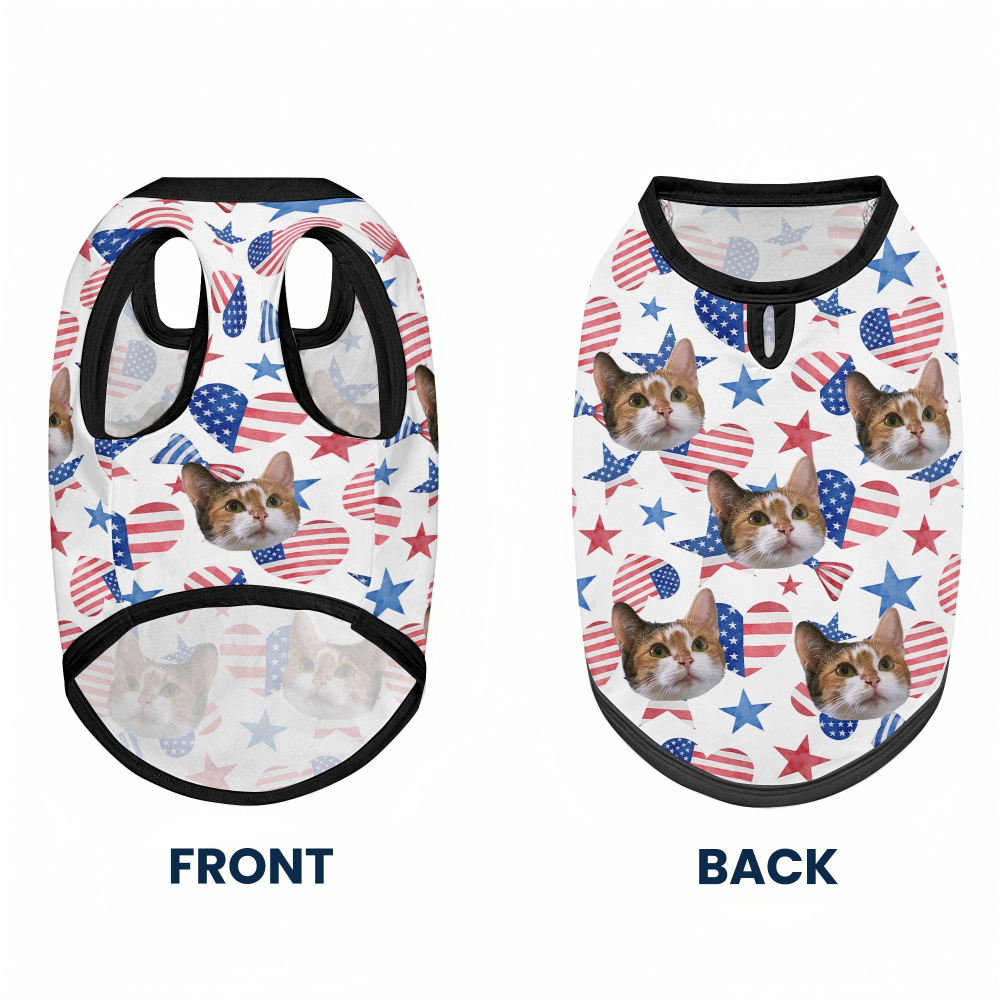 Funny Face Patriotic Star - Personalized Photo Cat Shirt Pet Shirt_2025 HeartfulPaws