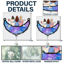 Load image into Gallery viewer, Besties Friends Sitting On The Moon - Personalized Rainbow Suncatcher With Crystal Ball Prism Rainbow Suncatcher &amp; Crystal HeartfulPaws
