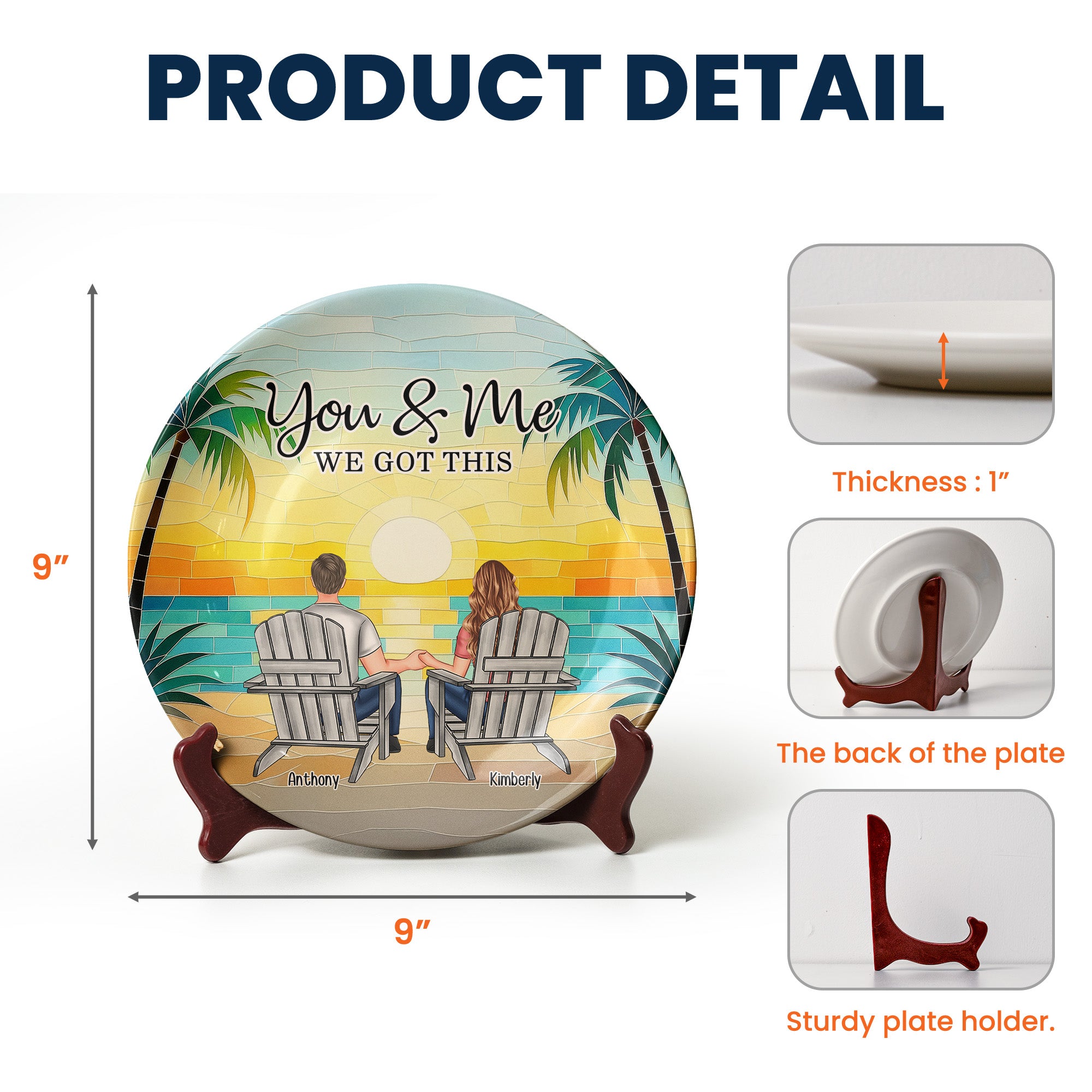 Mosaic Style You & Me We Got This New Version - Personalized Ceramic Plate Ceramic Plate HeartfulPaws