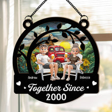 Load image into Gallery viewer, Together Since Couple Anniversary - Personalized Window Hanging Suncatcher Ornament Window Hanging Suncatcher Ornament HeartfulPaws
