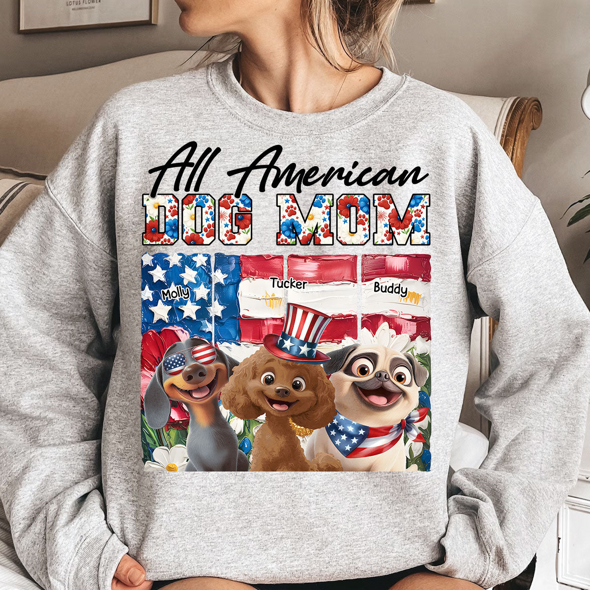 All American Dog Mom- Personalized Shirt Shirt HeartfulPaws