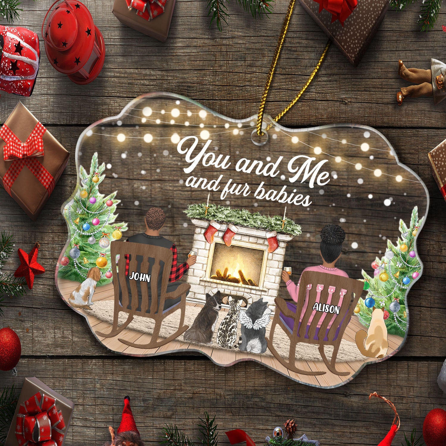 You And Me And The Dogs - Christmas Gift For Dog Lover - Personalized Medallion Acrylic Ornament Acrylic Ornament HeartfulPaws