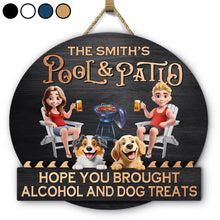 Load image into Gallery viewer, Couple 3D Effect Pool &amp; Patio Bar Hope You Brought Alcohol - Personalized Custom Shaped Wood Sign Wood Shaped Sign HeartfulPaws
