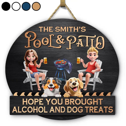 Couple 3D Effect Pool & Patio Bar Hope You Brought Alcohol - Personalized Custom Shaped Wood Sign Wood Shaped Sign HeartfulPaws