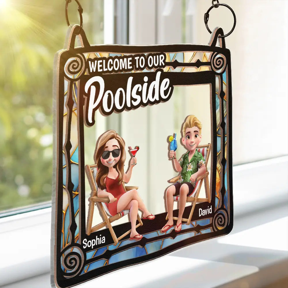 Welcome To Our Beach House - Personalized Window Hanging Suncatcher Ornament Window Hanging Suncatcher HeartfulPaws