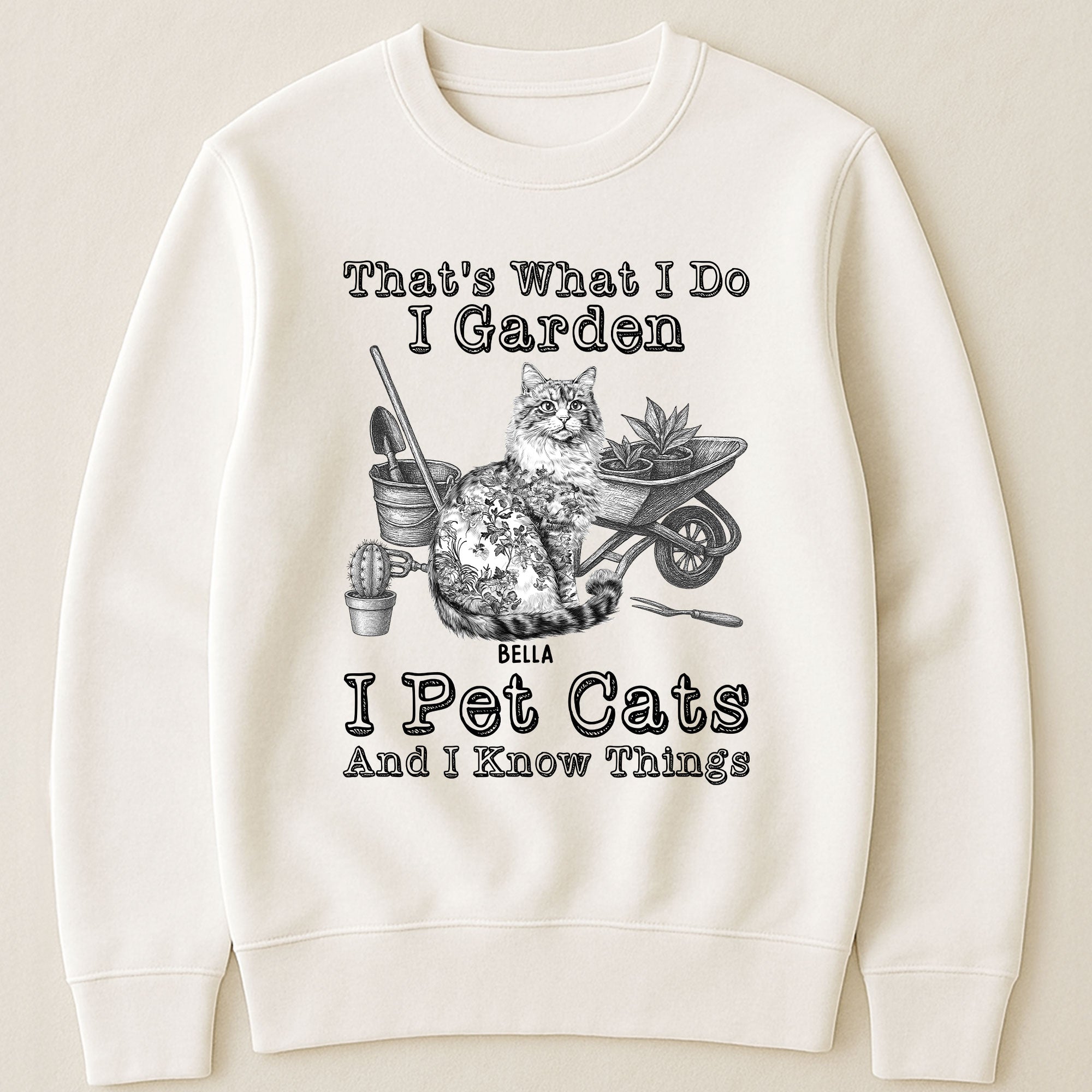 I Garden I Pet Cats - Cat Toile De Jouy Style - Personalized Shirt Shirt HeartfulPaws