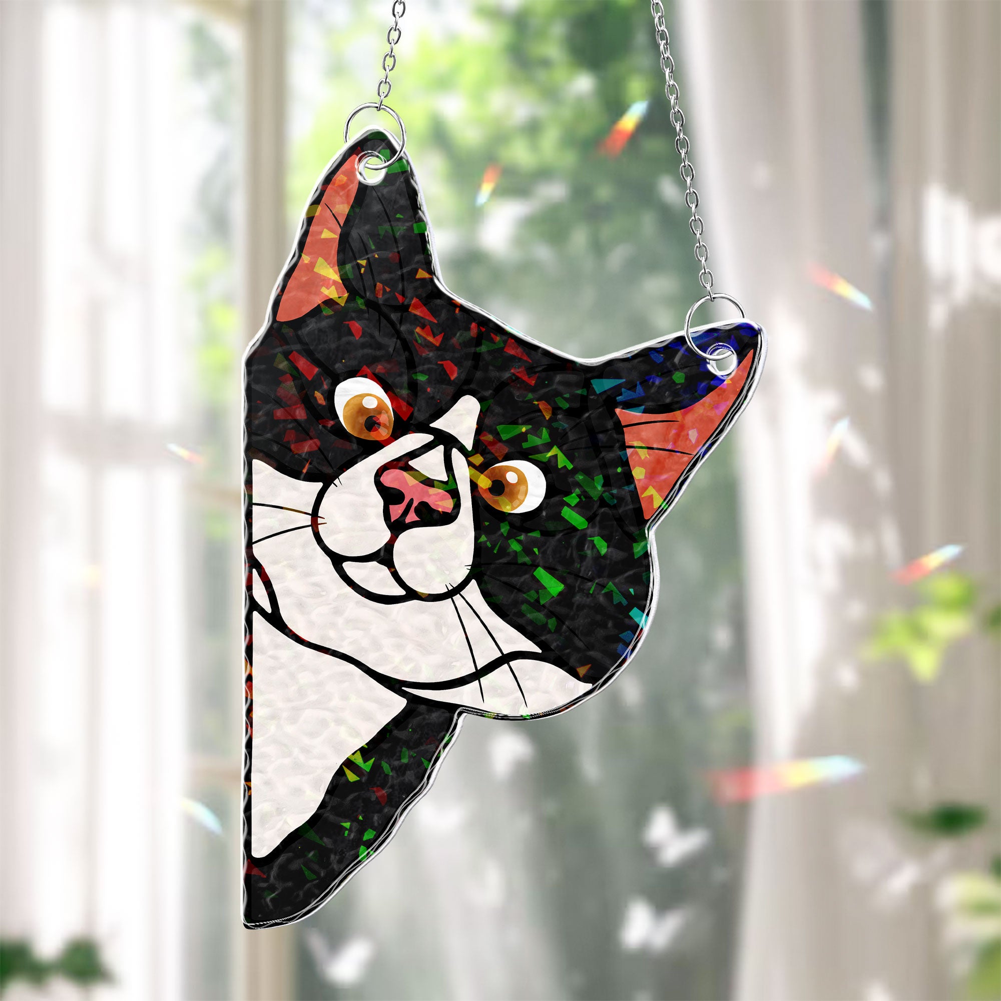 Peeking Cat - Personalized Window Corner Suncatcher Window Corner Suncatcher HeartfulPaws