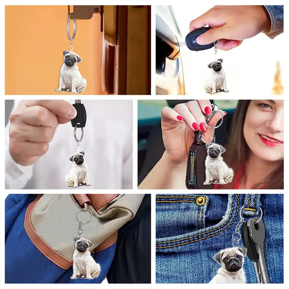 Custom Photo Every Day Is Brighter With My Furry Friend By My Side - Personalized Cutout Acrylic Keychain Acrylic Keychain HeartfulPaws