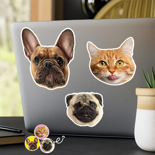 Custom Photo Dog Cat Pet Portrait - Personalized Custom Cutout Vinyl Sticker Custom Cutout Vinyl Sticker HeartfulPaws