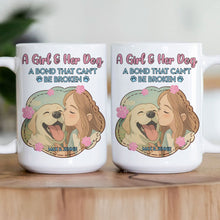 Load image into Gallery viewer, A Girl And Her Dog A Bond That Can't Be Broken Cartoon Style - Personalized Photo Mug Mug HeartfulPaws
