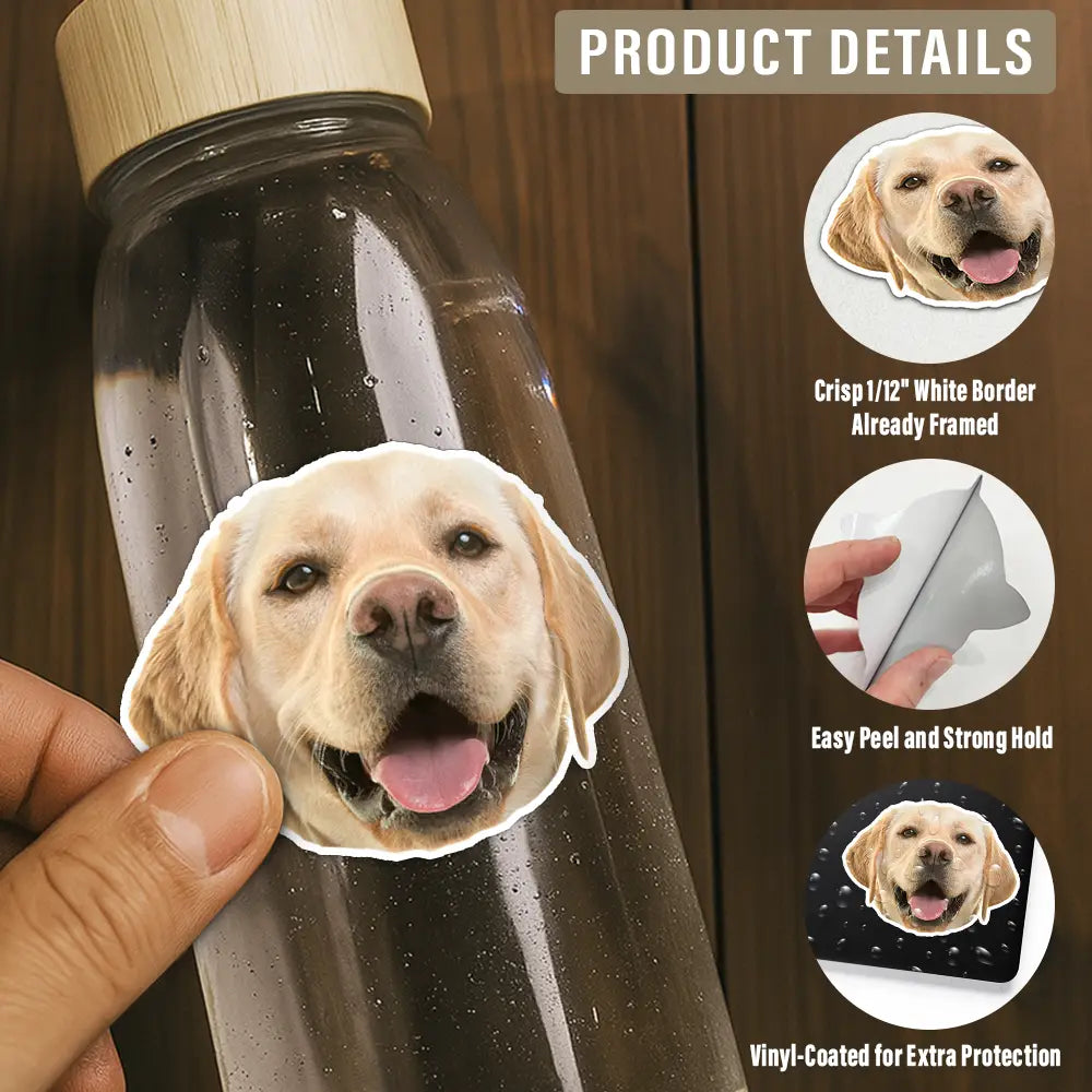 Custom Photo Dog Cat Pet Portrait - Personalized Custom Cutout Vinyl Sticker Custom Cutout Vinyl Sticker HeartfulPaws