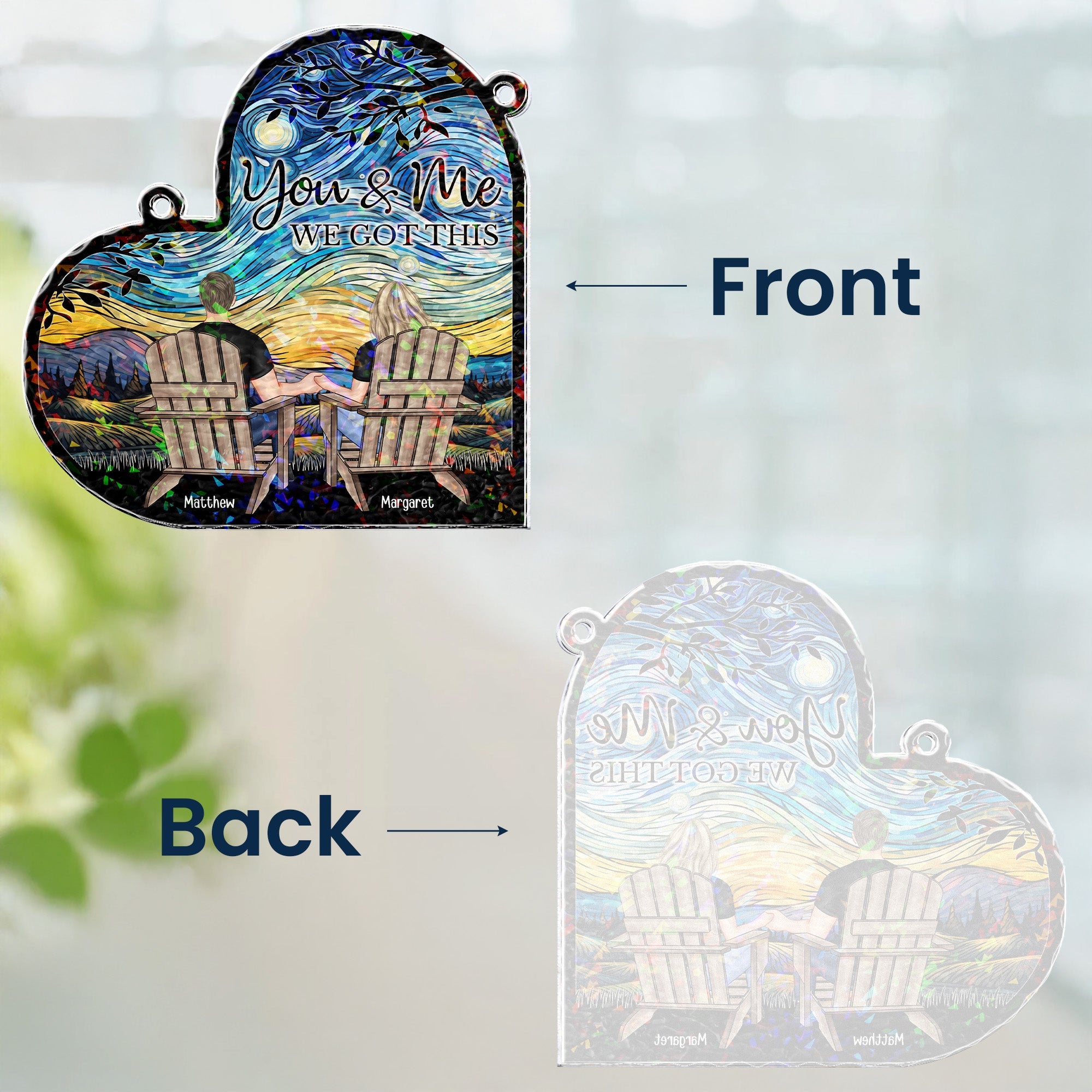 You & Me We Got This Couple Gift Anniversary Gift - Personalized Window Corner Suncatcher Window Corner Suncatcher HeartfulPaws