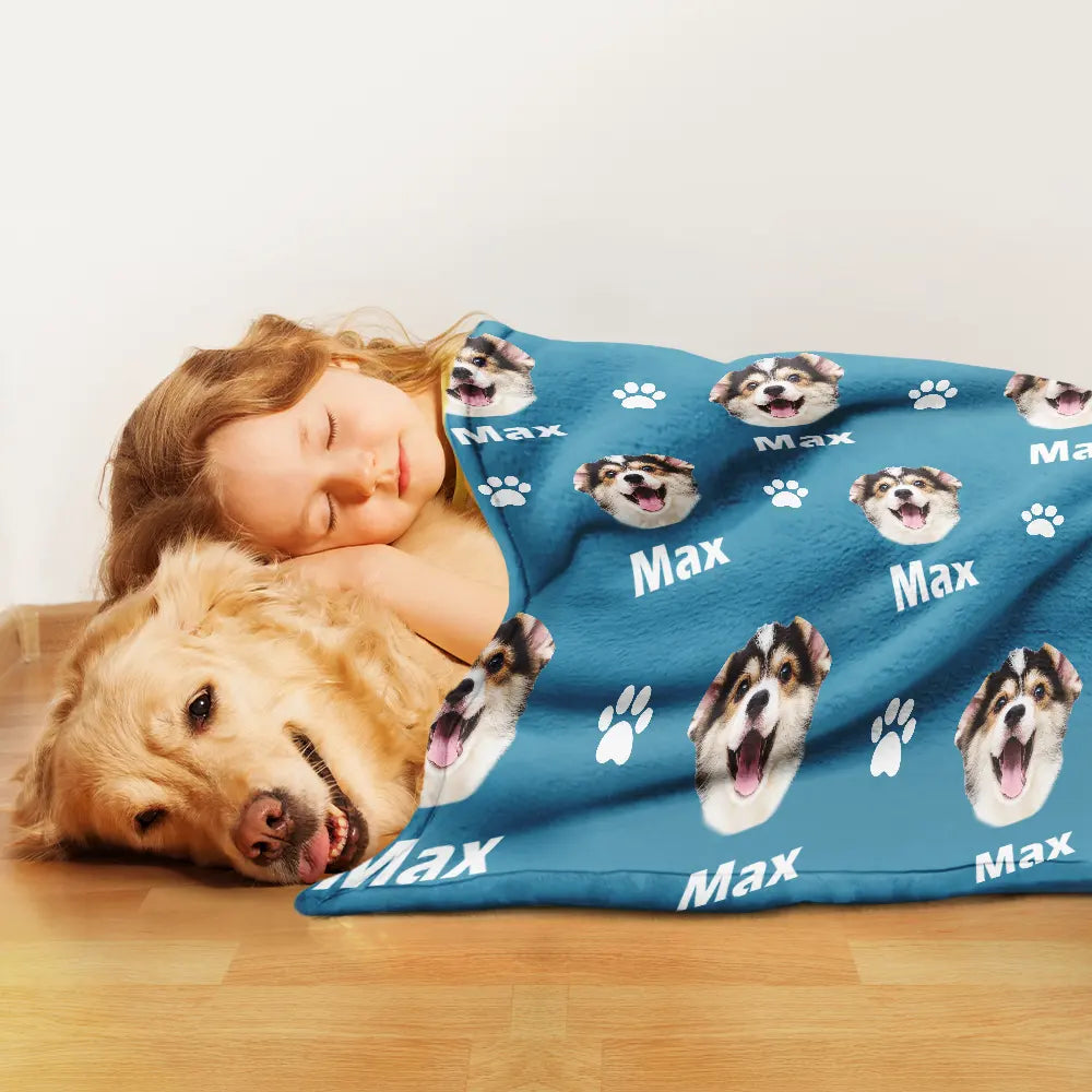 Custom Photo Pet Dog Cat Face Sidelong - Personalized Pet Blanket Pet Blanket HeartfulPaws
