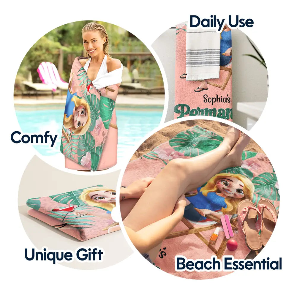 Retirement Plan Permanent Vacation - Personalized Beach Towel Beach Towel HeartfulPaws