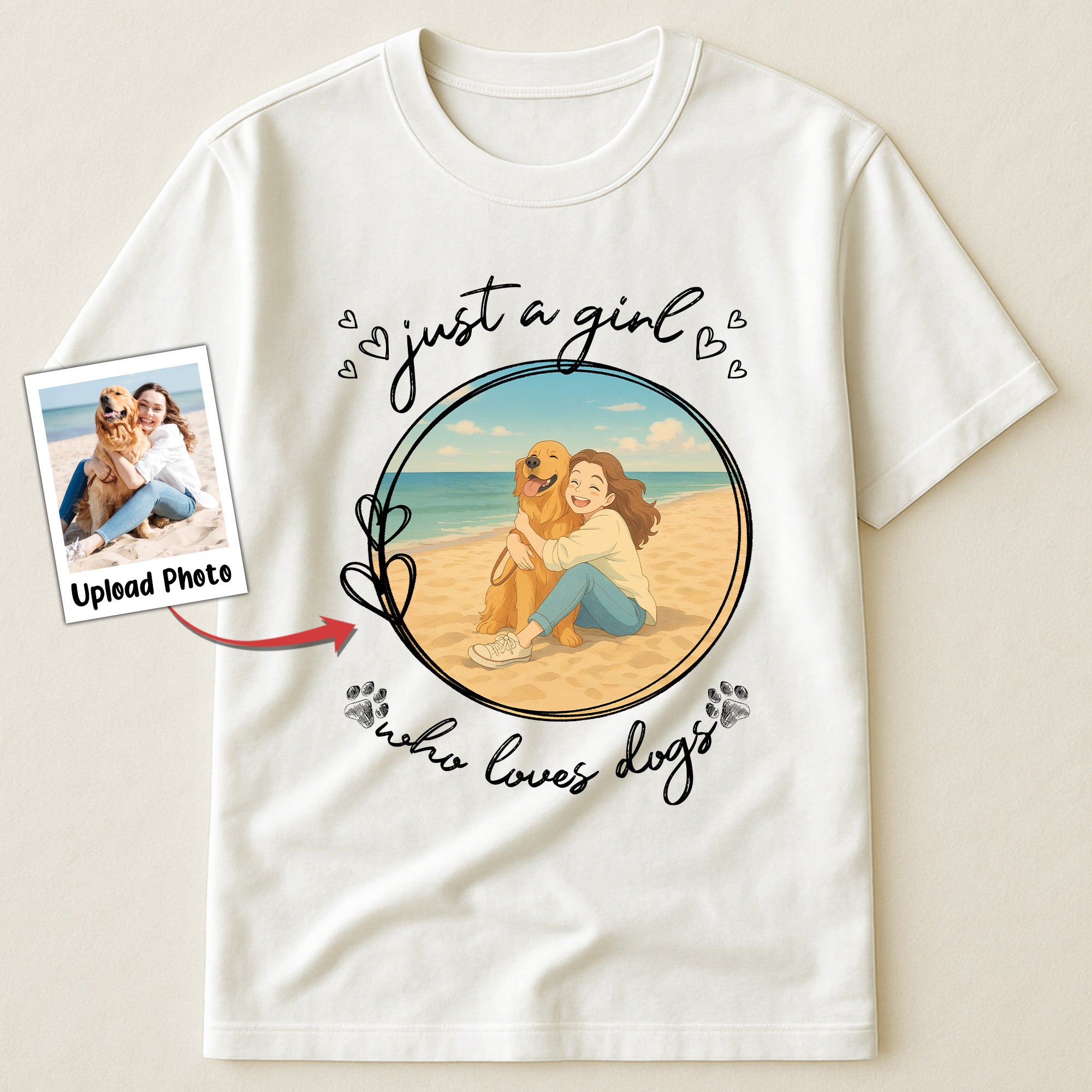 Just A Girl Who Loves Dogs Cartoon Version - Personalized Photo Shirt Shirt HeartfulPaws