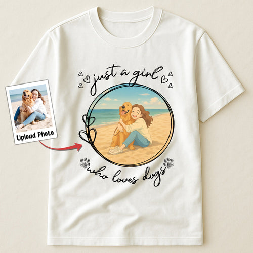 Just A Girl Who Loves Dogs Cartoon Version - Personalized Photo Shirt Shirt HeartfulPaws