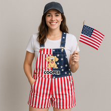 Load image into Gallery viewer, American Flag Overall Dog Dad Dog Mom Overall, Personalized Dog Pop Eyed, Dog Lover Gift, 4th July HeartfulPaws
