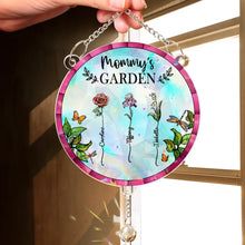 Load image into Gallery viewer, Birth Flower Grandma's Garden - Personalized Rainbow Suncatcher With Crystal Ball Prism Rainbow Suncatcher &amp; Crystal HeartfulPaws
