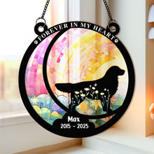 Load image into Gallery viewer, Forever In My Heart Loss Of Dog - Personalized Window Hanging Suncatcher Ornament Window Hanging Suncatcher Ornament HeartfulPaws
