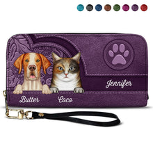 Load image into Gallery viewer, Cute Dogs And Cats Aesthetic Pattern - Birthday, Loving Gift For Pet Lovers, Dog Mom, Cat Mom - Personalized Leather Long Wallet Leather Long Wallet HeartfulPaws
