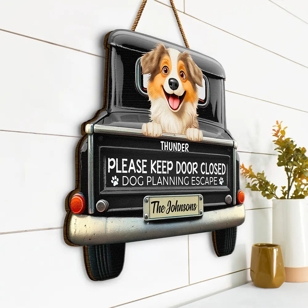 Cats Planning Escape Truck 3D Effect - Personalized Custom Shaped Wood Sign Wood Shaped Sign HeartfulPaws