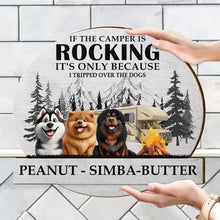 Load image into Gallery viewer, Camping I Tripped Over The Dog - Personalized Custom Shaped Wood Sign Wood Shaped Sign HeartfulPaws
