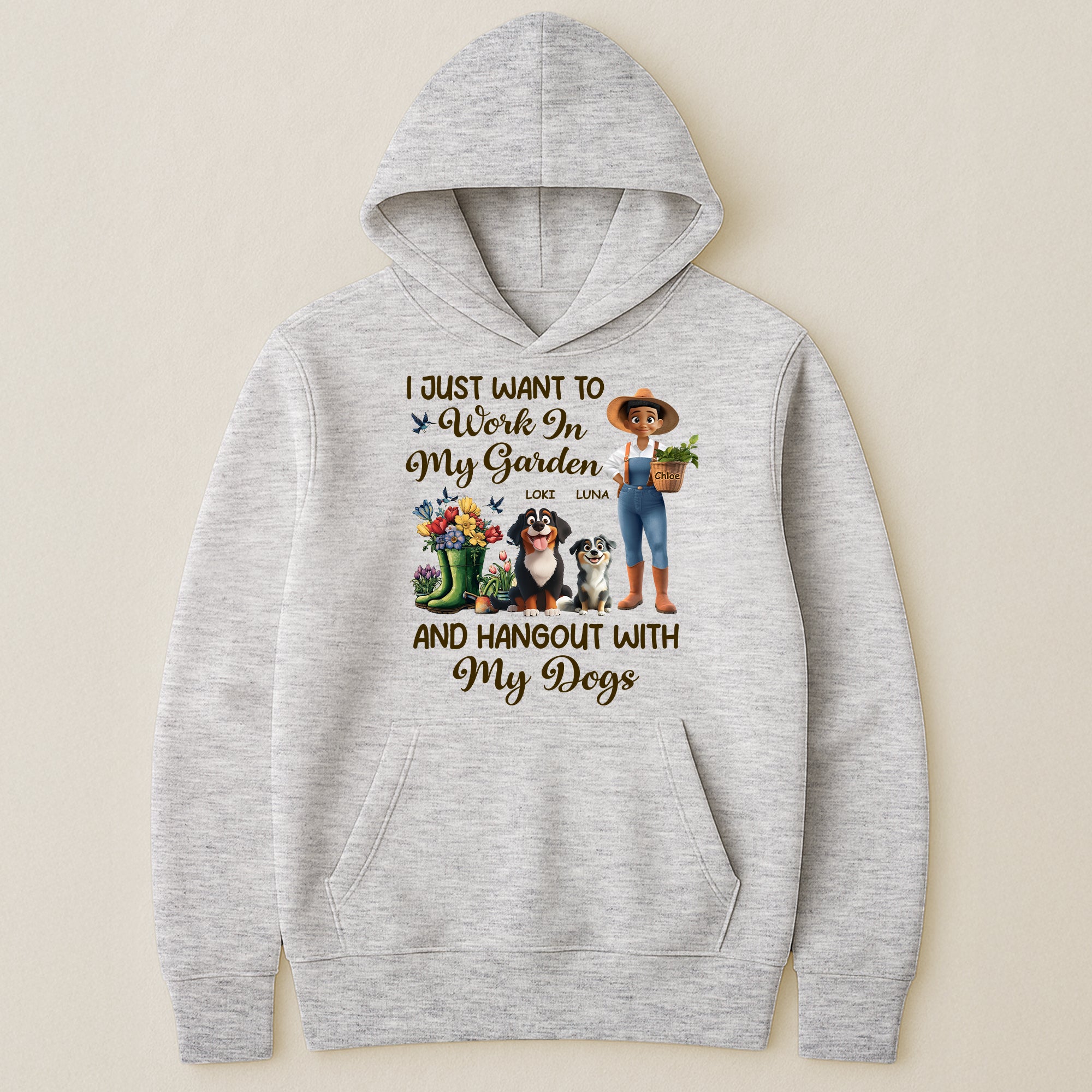 I Just Want To Work In My Garden And Hangout With My Dogs - Personalized Shirt Shirt HeartfulPaws