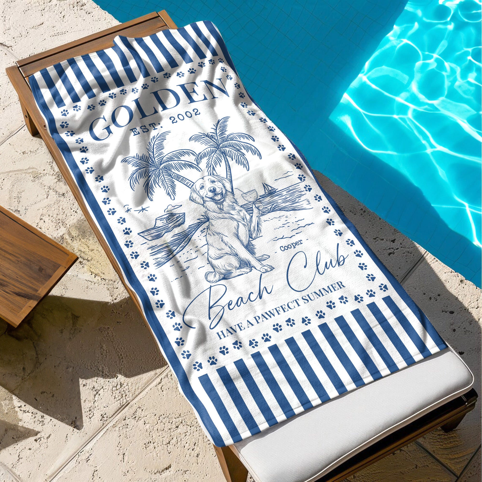 Dog Beach Club - Personalized Quick-Dry Beach Towel Quick-Dry Beach Towel HeartfulPaws
