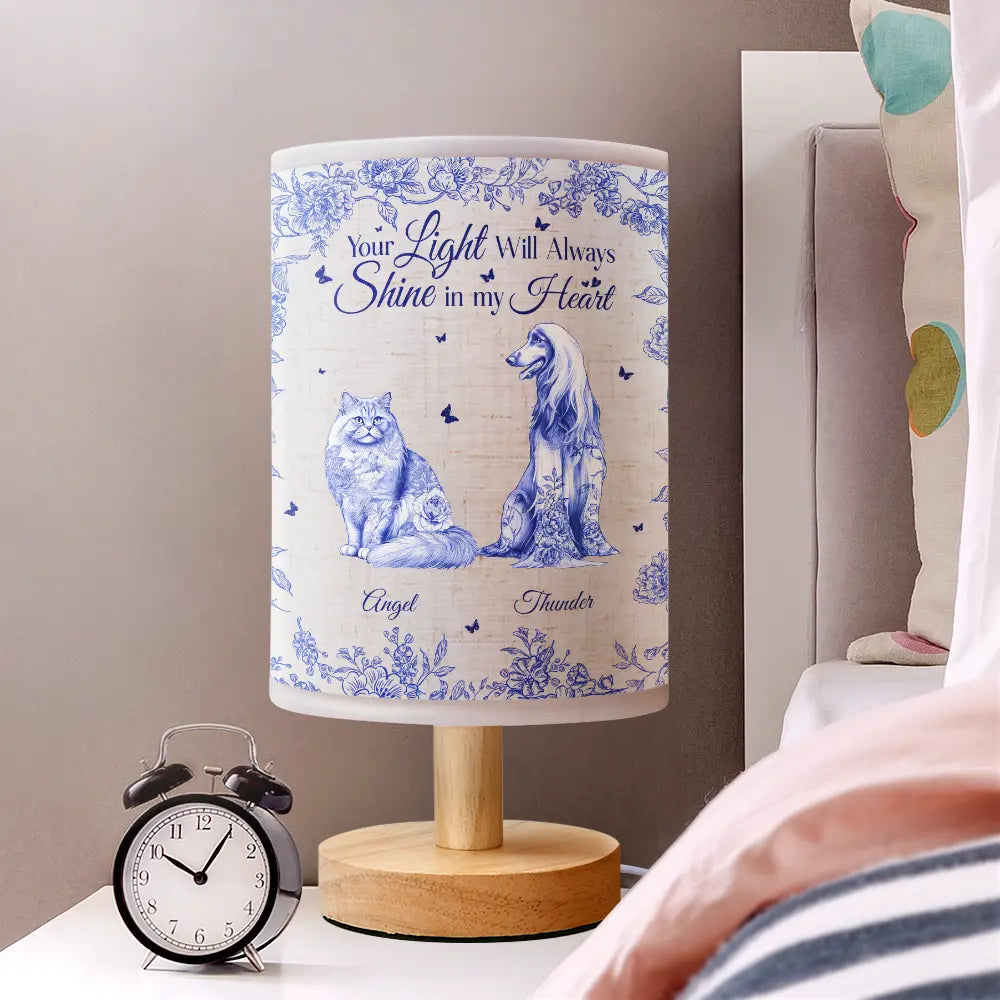 Your Light Will Always Shine In My Heart Memorial Dog Cat - Personalized Fabric Lamp Fabric Lamp HeartfulPaws