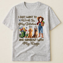 Load image into Gallery viewer, I Just Want To Work In My Garden And Hangout With My Dogs - Personalized Shirt Shirt HeartfulPaws

