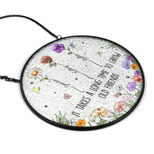 Load image into Gallery viewer, Grow An Old Friend Birth Flower - Personalized Stained Glass Window Hanging Suncatcher Stained Glass Suncatcher HeartfulPaws
