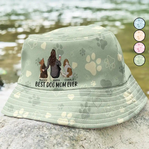 Best Dog Mom Dog Dad Ever - Personalized Bucket Hat Bucket Hat HeartfulPaws