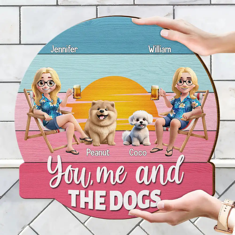 You, Me And The Dog - Personalized Custom Shaped Wood Sign Wood Shaped Sign HeartfulPaws