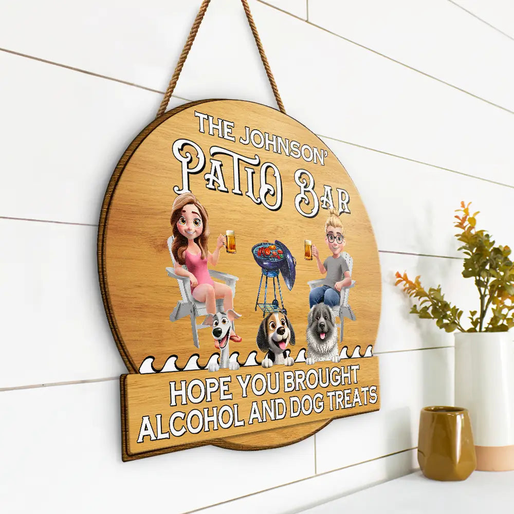 Couple 3D Effect Pool & Patio Bar Hope You Brought Alcohol - Personalized Custom Shaped Wood Sign Wood Shaped Sign HeartfulPaws
