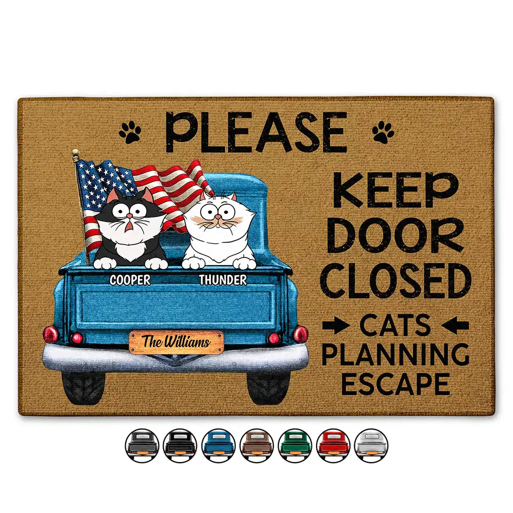 Cats Planning Escape Truck - Personalized Doormat Doormat HeartfulPaws