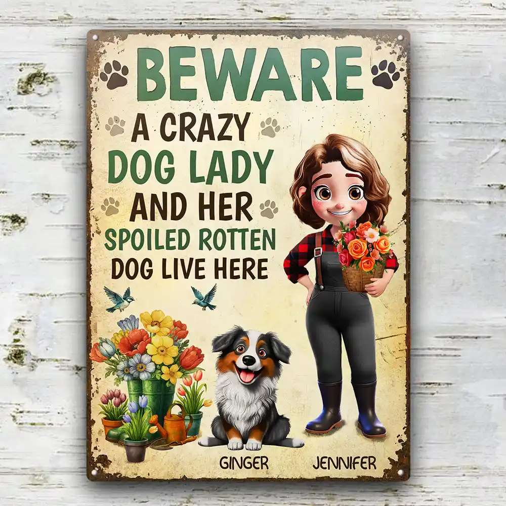 A Crazy Dog Lady And Her Dogs Live Here - Personalized Classic Metal Signs Metal Sign HeartfulPaws