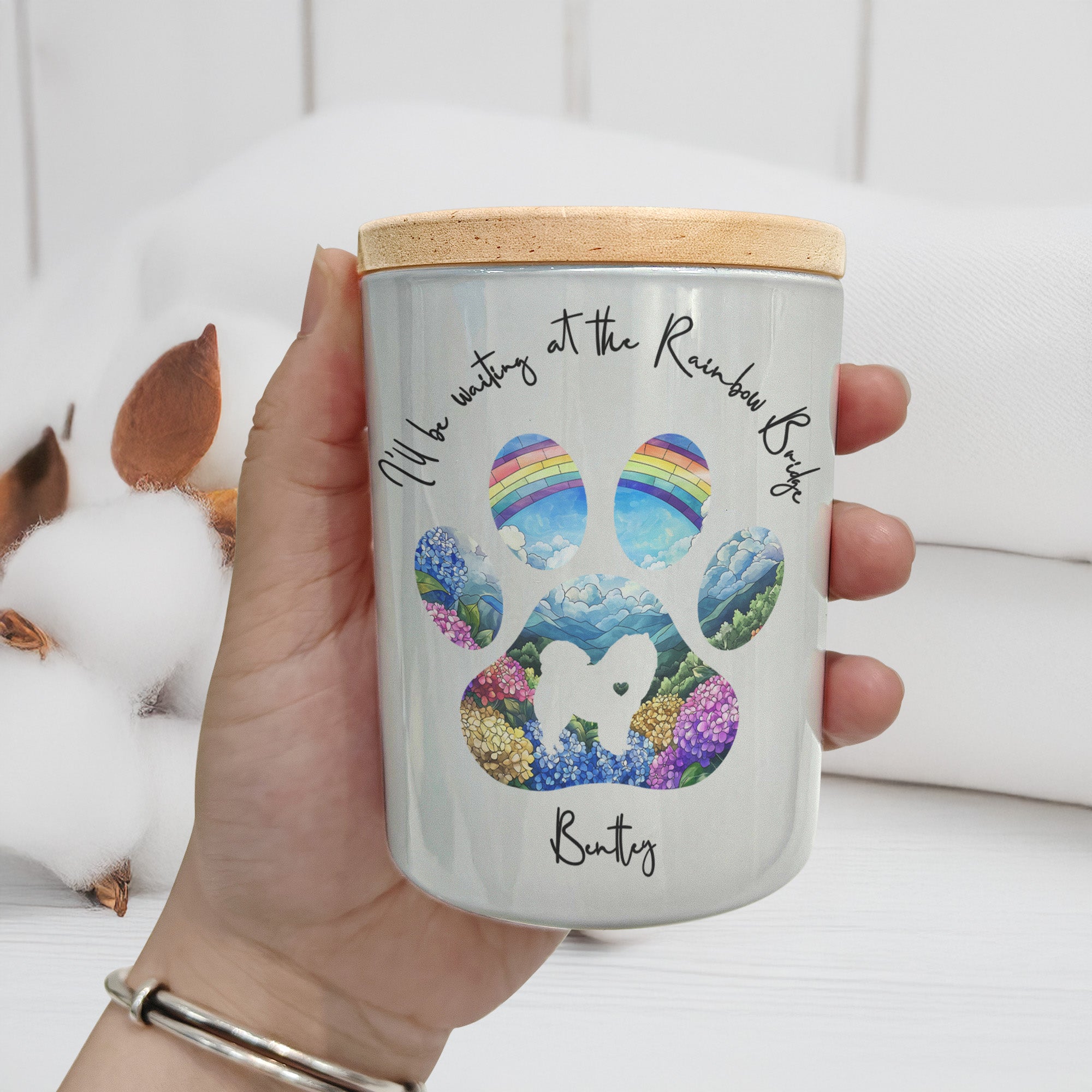 Dog Loss I'll Be Waiting At The Rainbow Bridge - Personalized LED Tea Light Holder LED Tea Light Holder HeartfulPaws