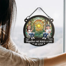 Load image into Gallery viewer, Couple You And Me We Got This Beach Lake Campsite View - Personalized Window Hanging Suncatcher Ornament Window Hanging Suncatcher HeartfulPaws
