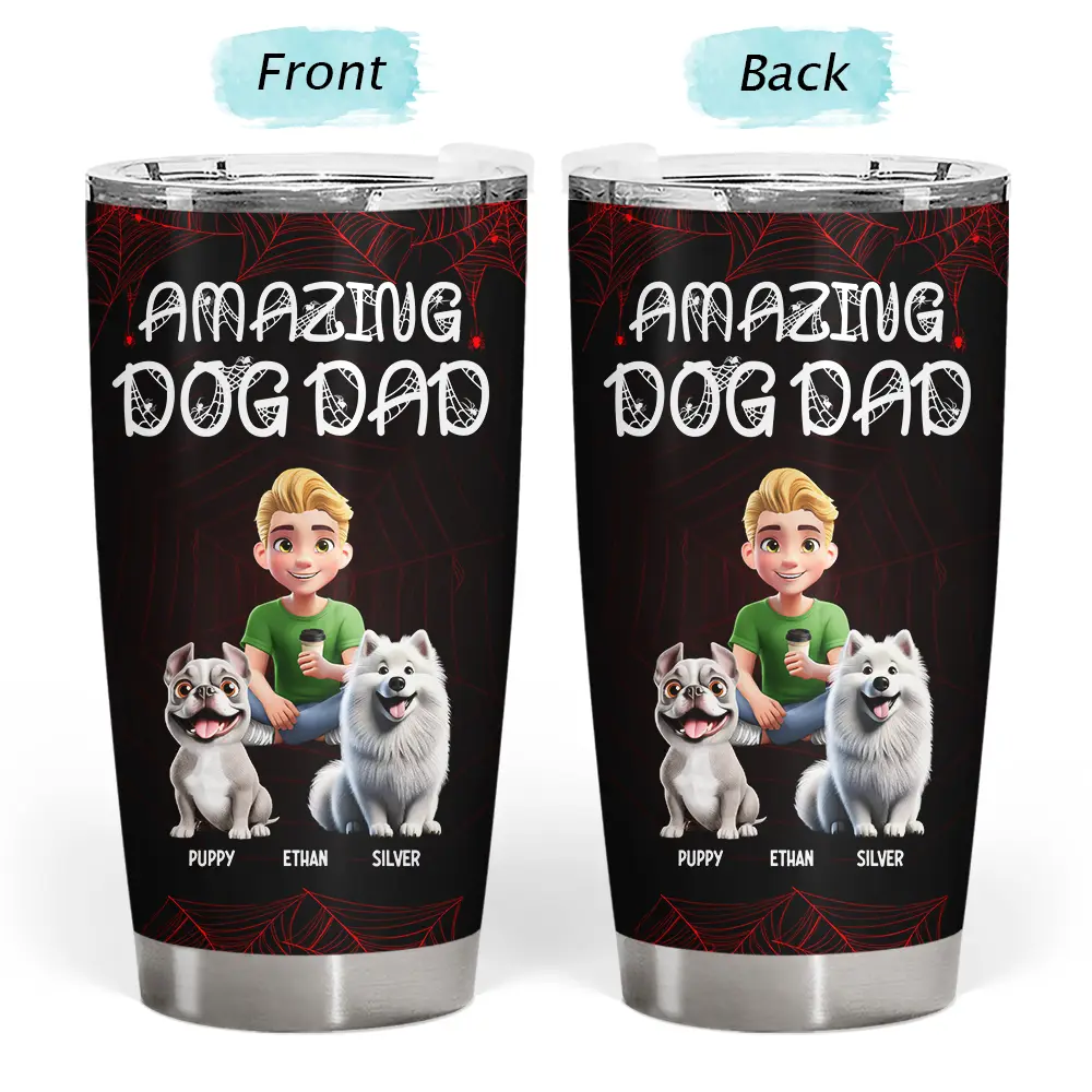 Amazing Dog Dad Dog Mom - Personalized Tumbler Tumbler HeartfulPaws
