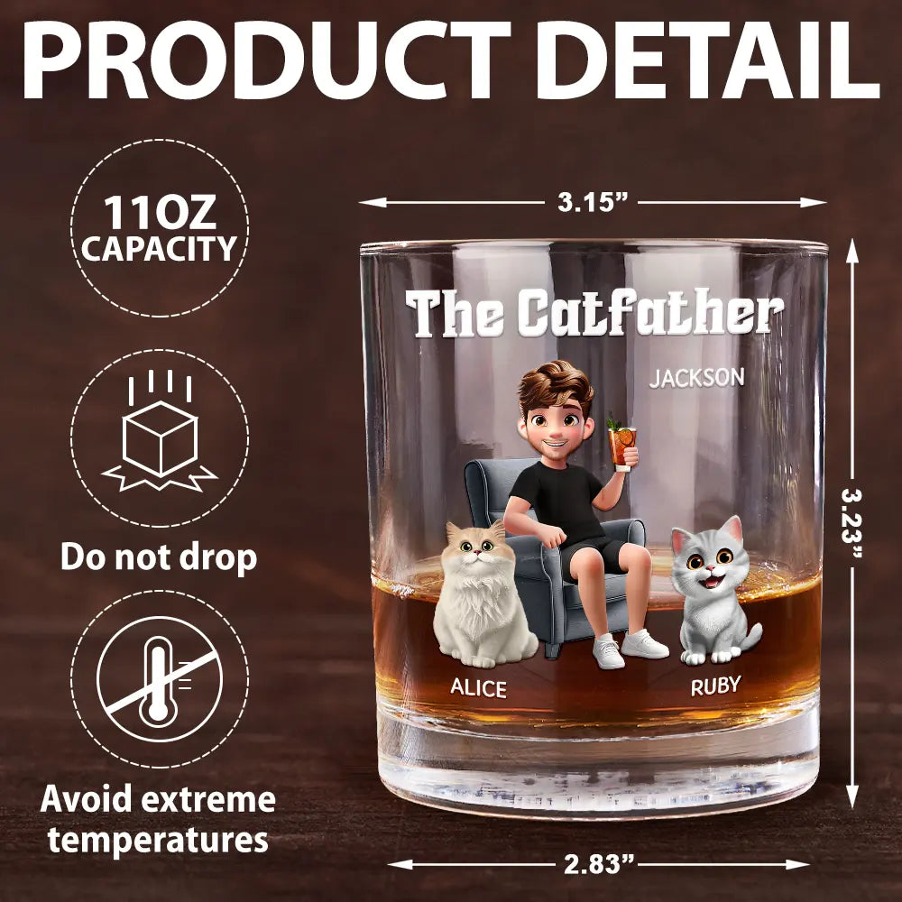 The Catfather - Personalized Whiskey Glass Whiskey Glass HeartfulPaws