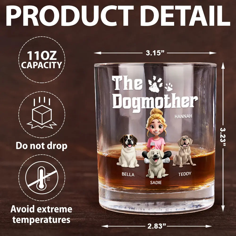 The Dogfather 3D Effect - Personalized Whiskey Glass Whiskey Glass HeartfulPaws