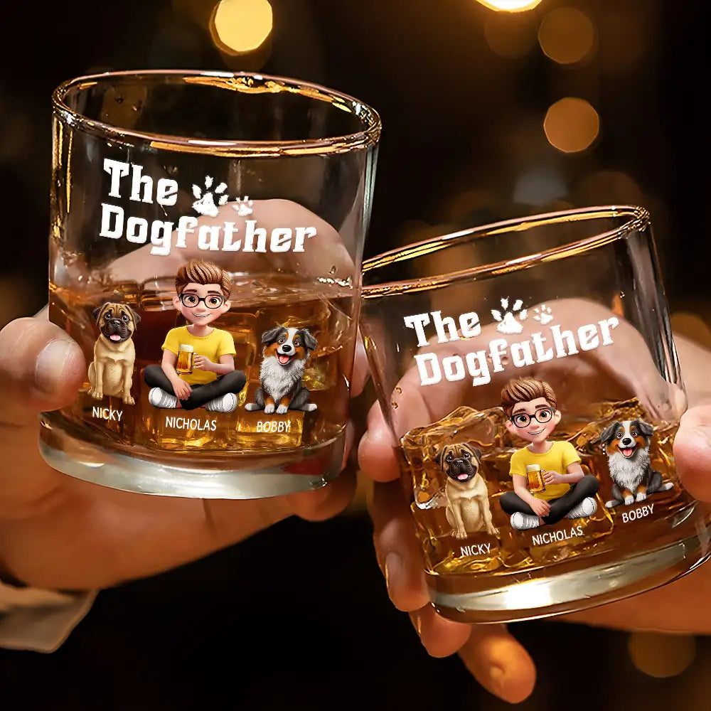 The Dogfather 3D Effect - Personalized Whiskey Glass Whiskey Glass HeartfulPaws