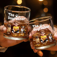 Load image into Gallery viewer, The Dogfather 3D Effect - Personalized Whiskey Glass Whiskey Glass HeartfulPaws
