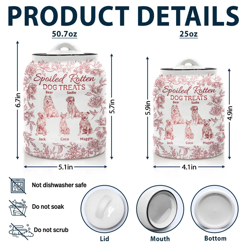 Spoiled Rotten Dog Treats Chinoiserie Toile Dog - Personalized Cookie Jar Cookie Jar HeartfulPaws