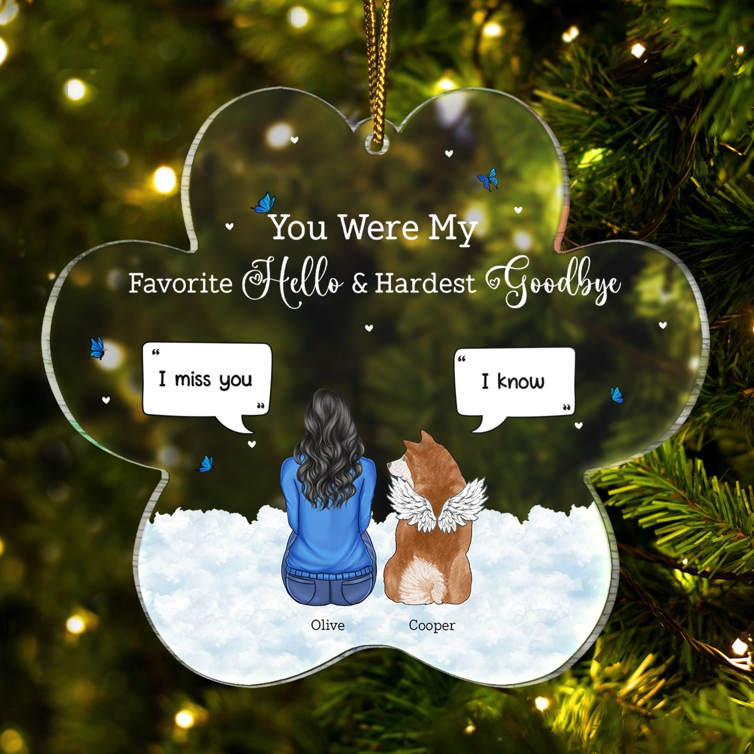 You Were My Favorite Hello And Hardest Goodbye - Christmas Memorial Gift - Personalized Custom Shaped Acrylic Ornament Acrylic Ornament HeartfulPaws