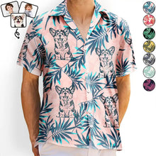 Load image into Gallery viewer, Custom Photo Pencil Drawing Palm Leaf Vacation Vibe - Personalized Hawaiian Shirt Hawaiian Shirt HeartfulPaws

