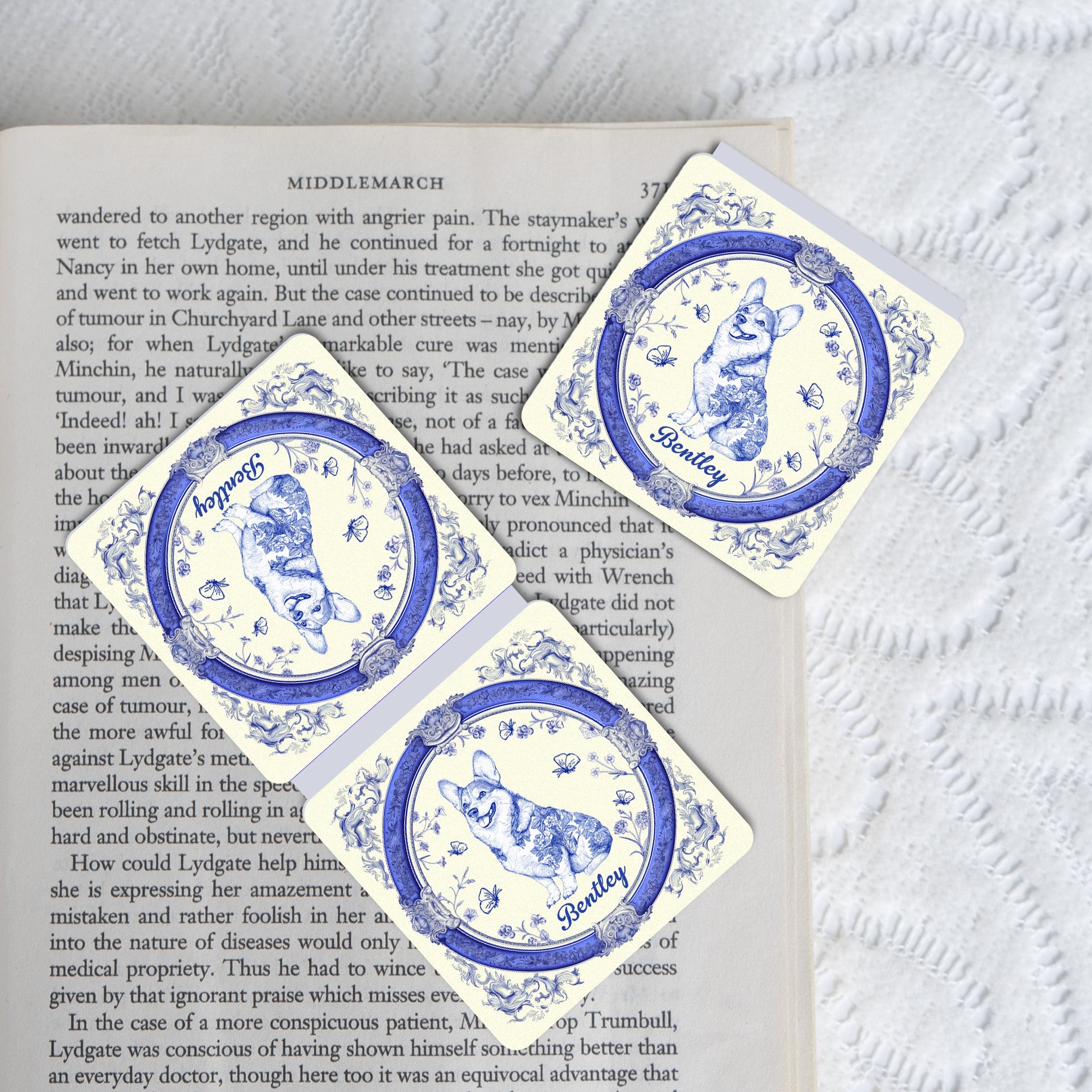 Toile De Jouy Pet Lovers Vintage Style - Personalized Magnetic Bookmark Magnetic Bookmark HeartfulPaws