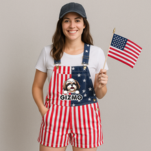 Load image into Gallery viewer, American Flag Overall Dog Dad Dog Mom Overall, Personalized Dog, Dog Lover Gift, 4th July HeartfulPaws
